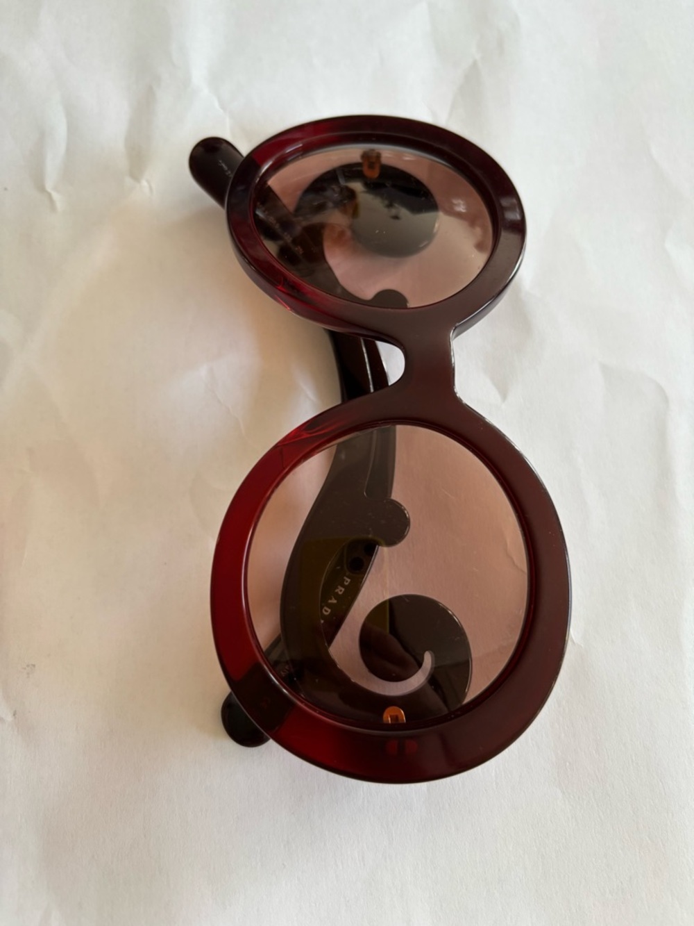 PRADA Minimal Baroque Round Sunglasses - Tortoise/Burgundy (SPR 27N) - Picture 6 of 6